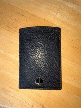 Kate Spade POLLY Black Pebbled Leather Credit Card Slot Holder Wallet